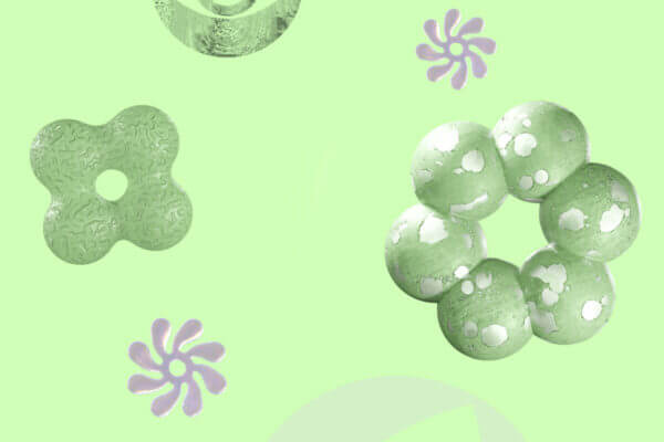AVA 2025 identity with 3D floating shapes in AVA Green