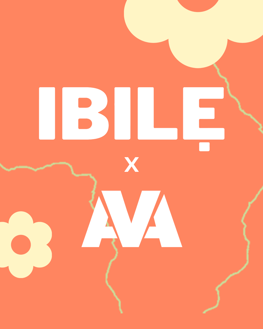 Poster for Ibile restaurant, featuring a brunch at AVA Belfast 2026, with an orange background, AVA ident, and white text.